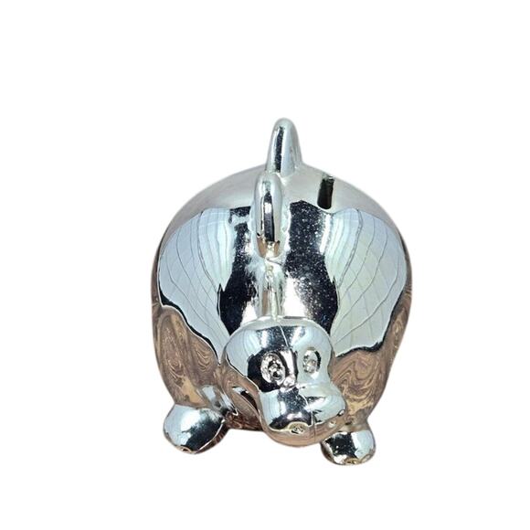 Silver Metal Piggy Bank - Vintage - Picture 2 of 7